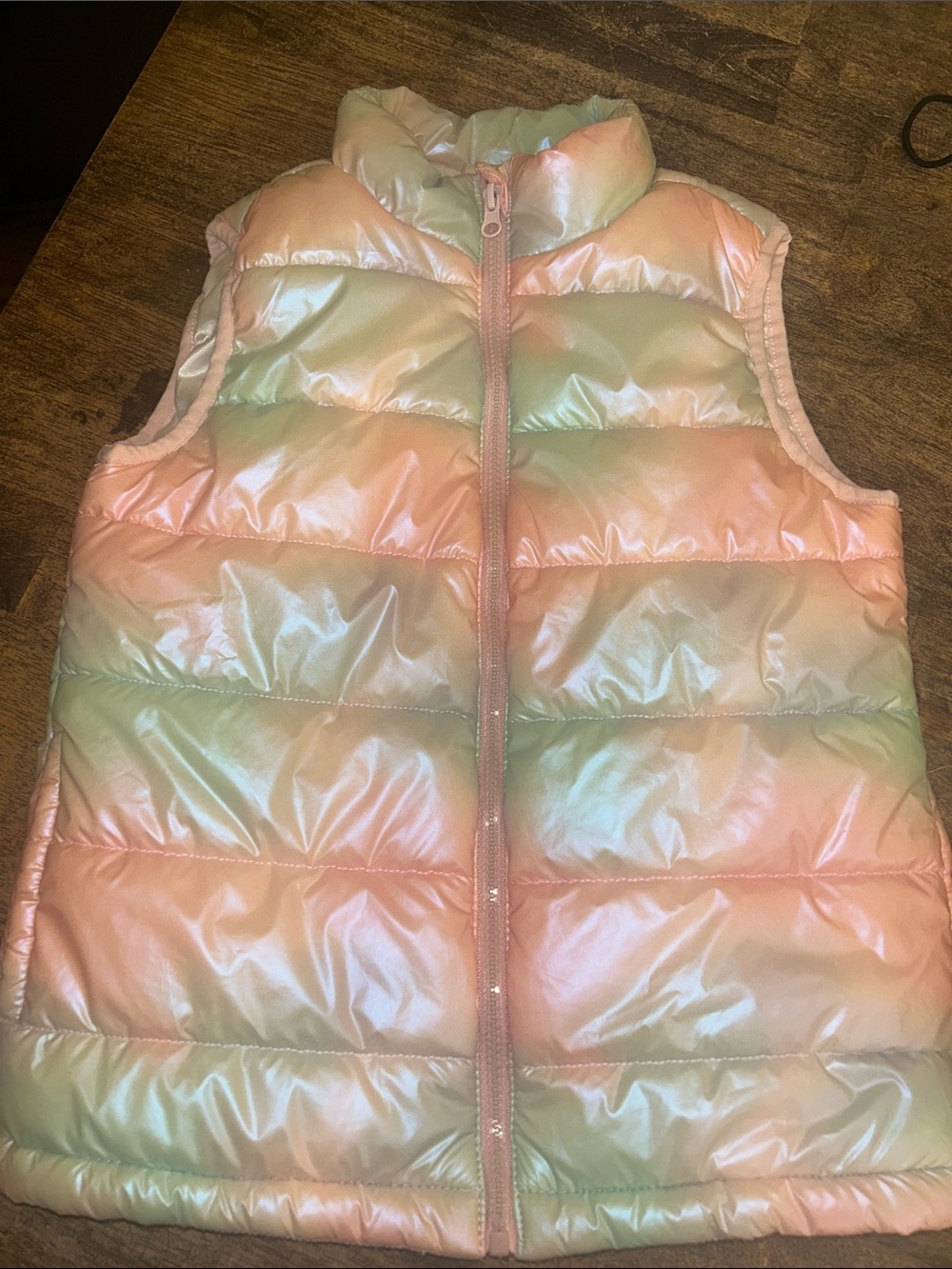 Kali Girls' Iridescent Pink and Light Green Ombre Puffer Vest